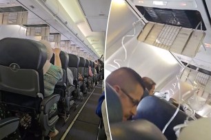 Flyers flew into a panic after oxygen masks deployed in their faces aboard a Boeing 737, as seen in a dramatic clip taking off online.