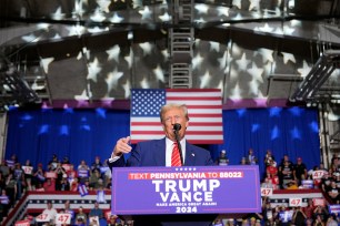 Republican presidential nominee former President Donald Trump speaks at a campaign event, Friday, Aug. 30, 2024, in Johnstown, Pennsylvania.