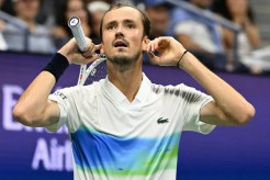 Daniil Medvedev eggs on the crowd during his 6-3, 6-4, 6-3 win over Flavio Cobolli in the third round of the U.S. Open on Aug. 31, 2024.