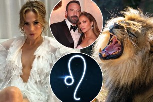 Collage featuring Jennifer Lopez and a lion, symbolic of her recent divorce announcement