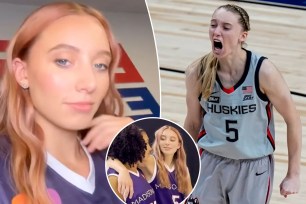 UConn star Paige Bueckers changed her hair color from blonde to pink, as seen in shocking new photos. 