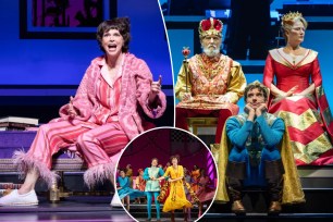 Pnotos of Sutton Foster, Michael Urie and Ana Gasteyer in Once Upon a Mattress on Broadway