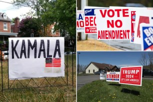 With a high-stakes presidential election less than three months away, voters are expressing their enthusiasm for Team Trump or Team Harris with political signs and flags in their front yards.