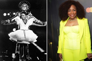 Stephanie Mills in original Broadway production of "The Wiz" and at the April opening of "The Wiz" revival.