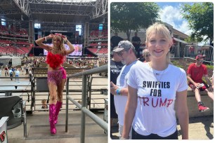 Jenna Piwowarczyk, the college student wearing a Swifties for Trump T-shirt in Trump's Truth Social post,