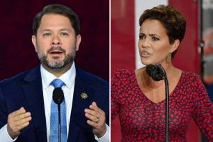 United States Representative Ruben Gallego delivering a speech at the 2024 Democratic National Convention in Chicago, Illinois.